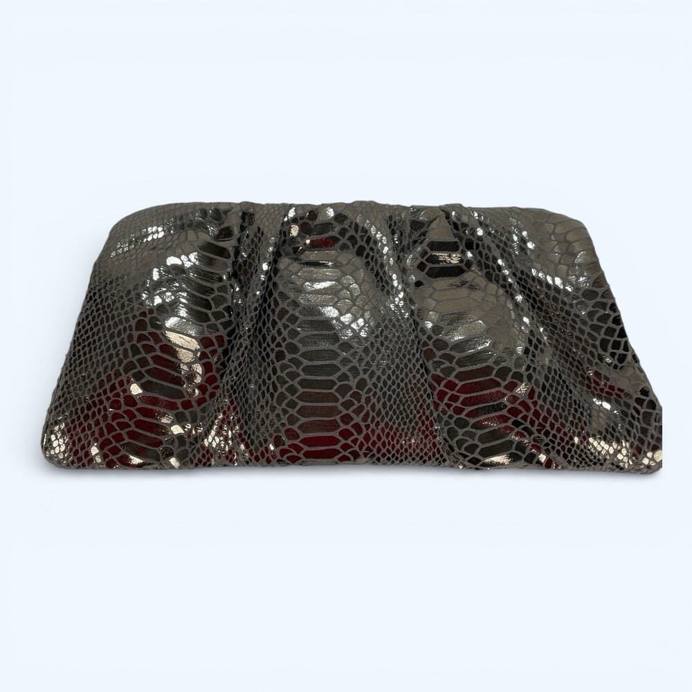 Style & Co Metallic Faux Snakeskin Clutch Bag Magnetic Closure - Picture 2 of 6